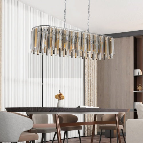 LustreLuxe Oval Crystal Chandelier—Modern Glam Lighting
