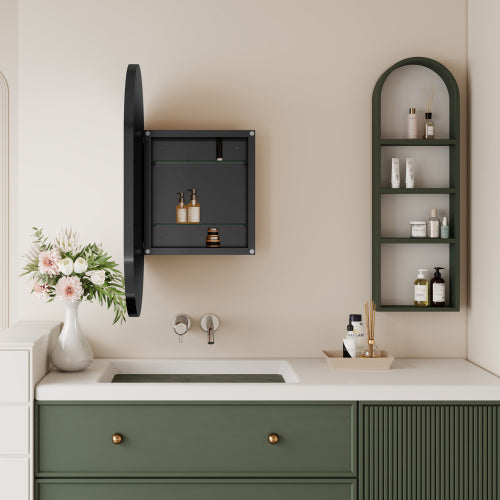 Bellamy Oval Recessed Mirror Cabinet – 20x34" Metal Frame