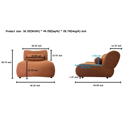 Solvato Chenille Modular Sofa – 3-Seat Sectional in Sunset Orange