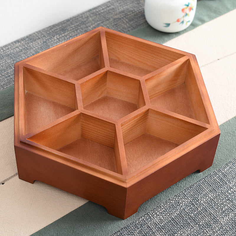 Juniper Hexagon Divided Wood Platter | Pine Charcuterie and Nut Organize