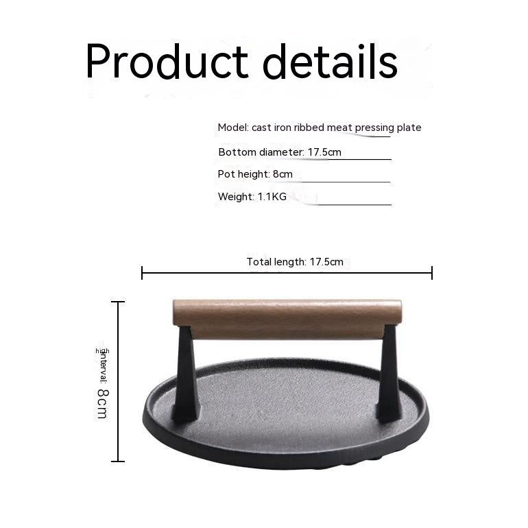 Haiku Cast Iron Meat Press – Ribbed Round BBQ Tool