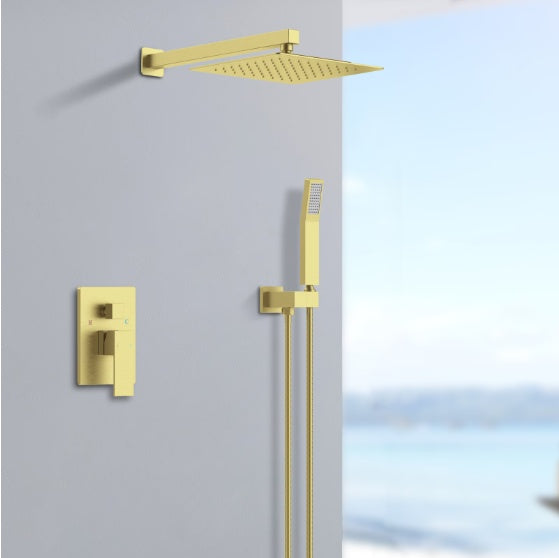 LuxeRain Brushed Gold Shower System Combo