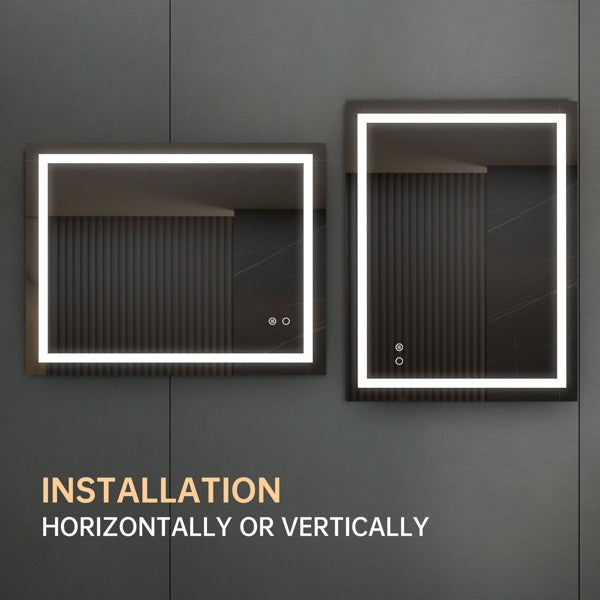 LUMIVO Touch-Control LED Bathroom Mirror – Anti-Fog, Dimmable, CCT Adjustable, Wall-Mounted