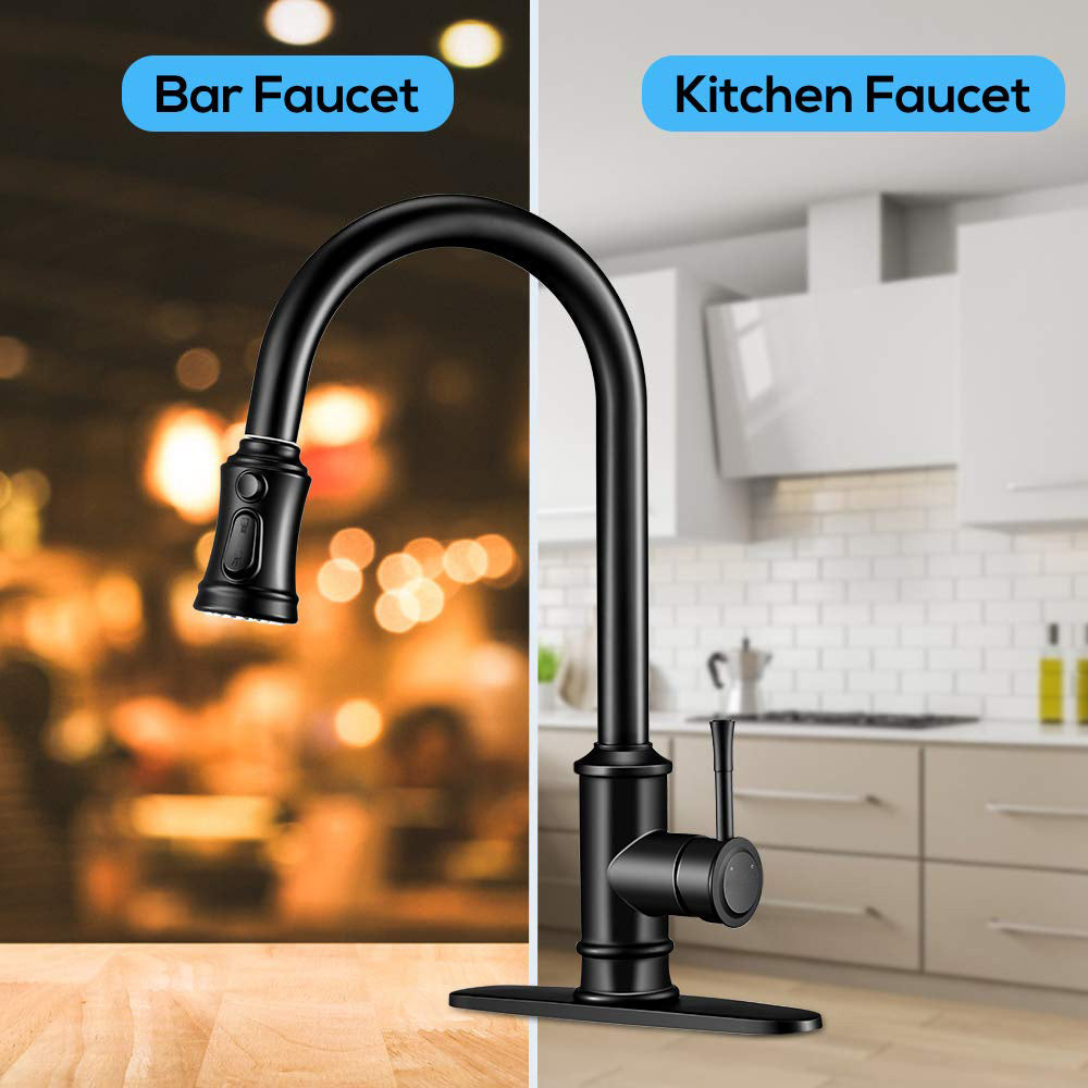 HavenFlow Matte Black Pull-Down Kitchen Faucet