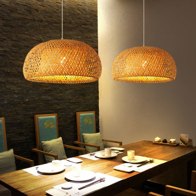 ZenWeave Natural Bamboo Pendant Light—Japanese Wabi-Sabi Style