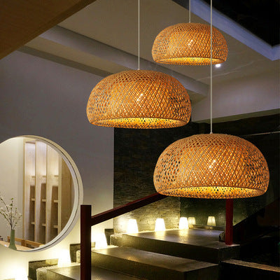 ZenWeave Natural Bamboo Pendant Light—Japanese Wabi-Sabi Style