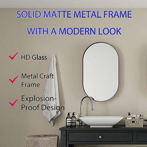 Bellamy Oval Recessed Mirror Cabinet – 20x34" Metal Frame