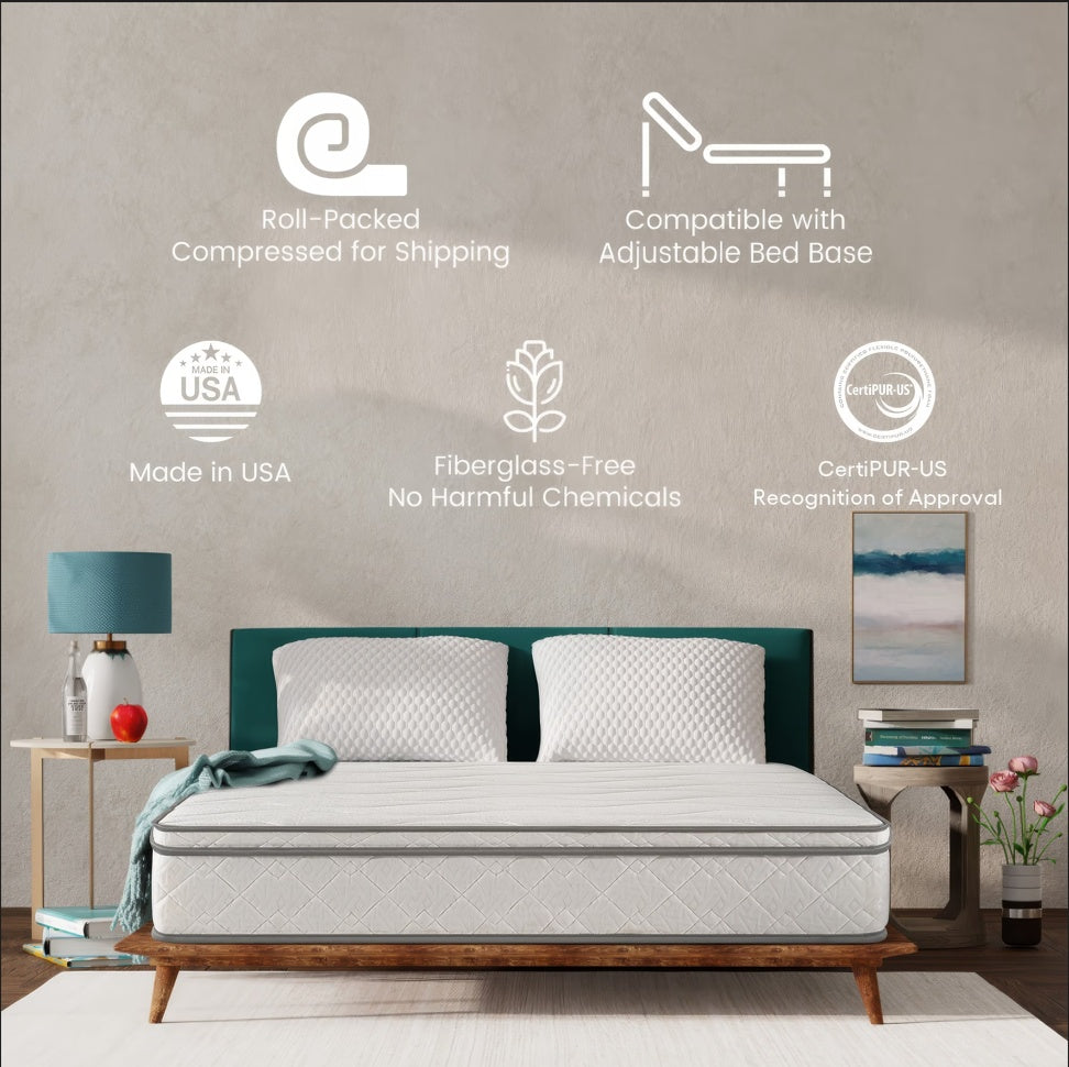 DreamLoom 10-Inch Full Size Hybrid Mattress – Gel Memory Foam & Pocket Coil Innerspring
