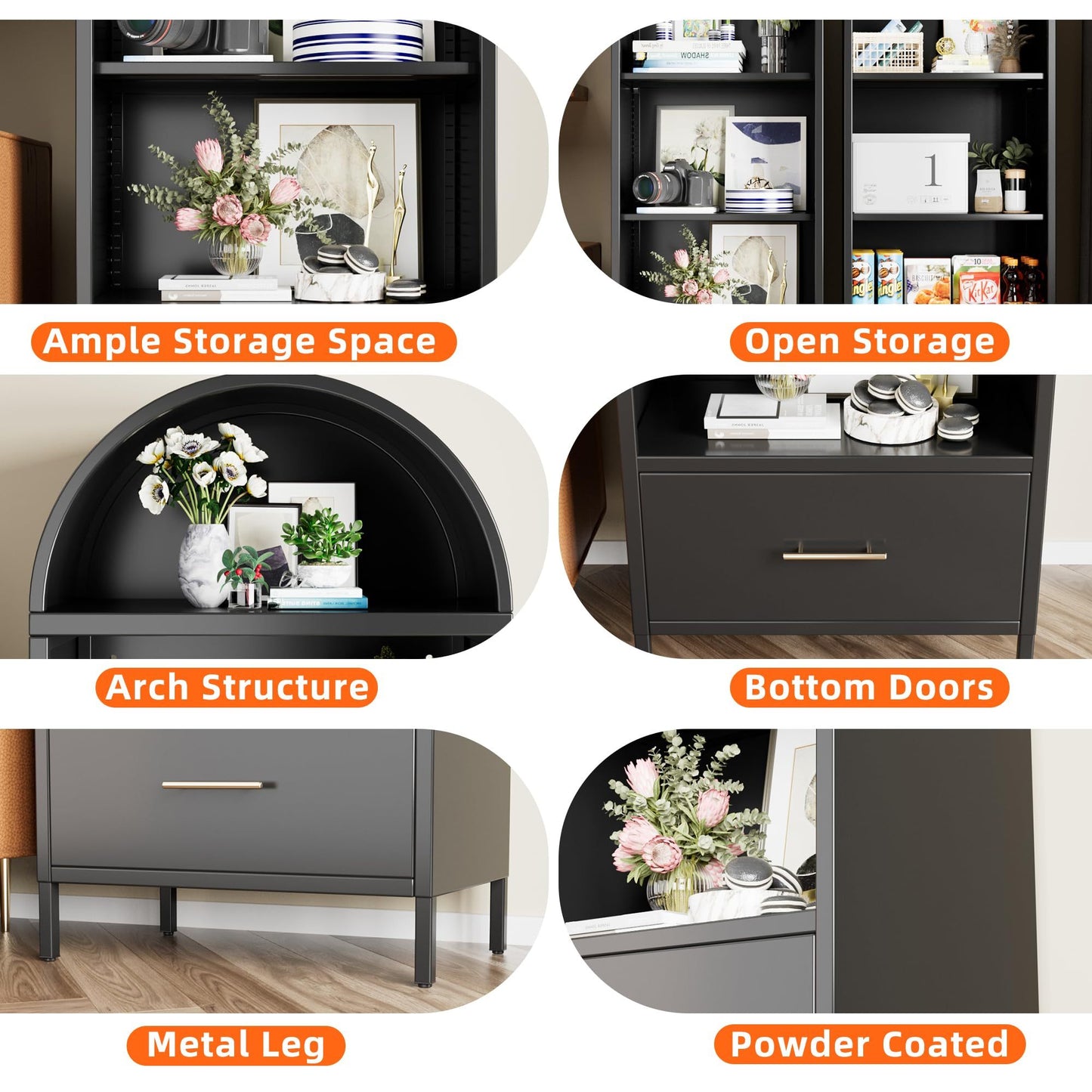 Ardenne Noir Arched Storage Cabinet with Single Drawer
