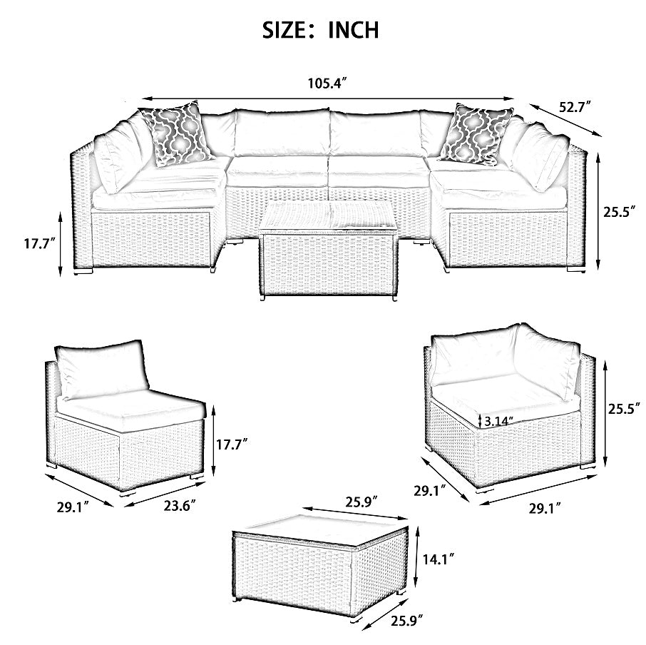 Everleigh 7-Piece Outdoor Modular Sectional Set