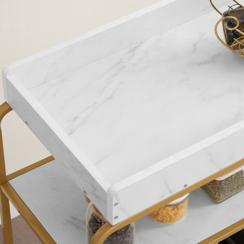 Aurelia 6-Tier Gold Bar Cart with Wine Rack & Glass Holder