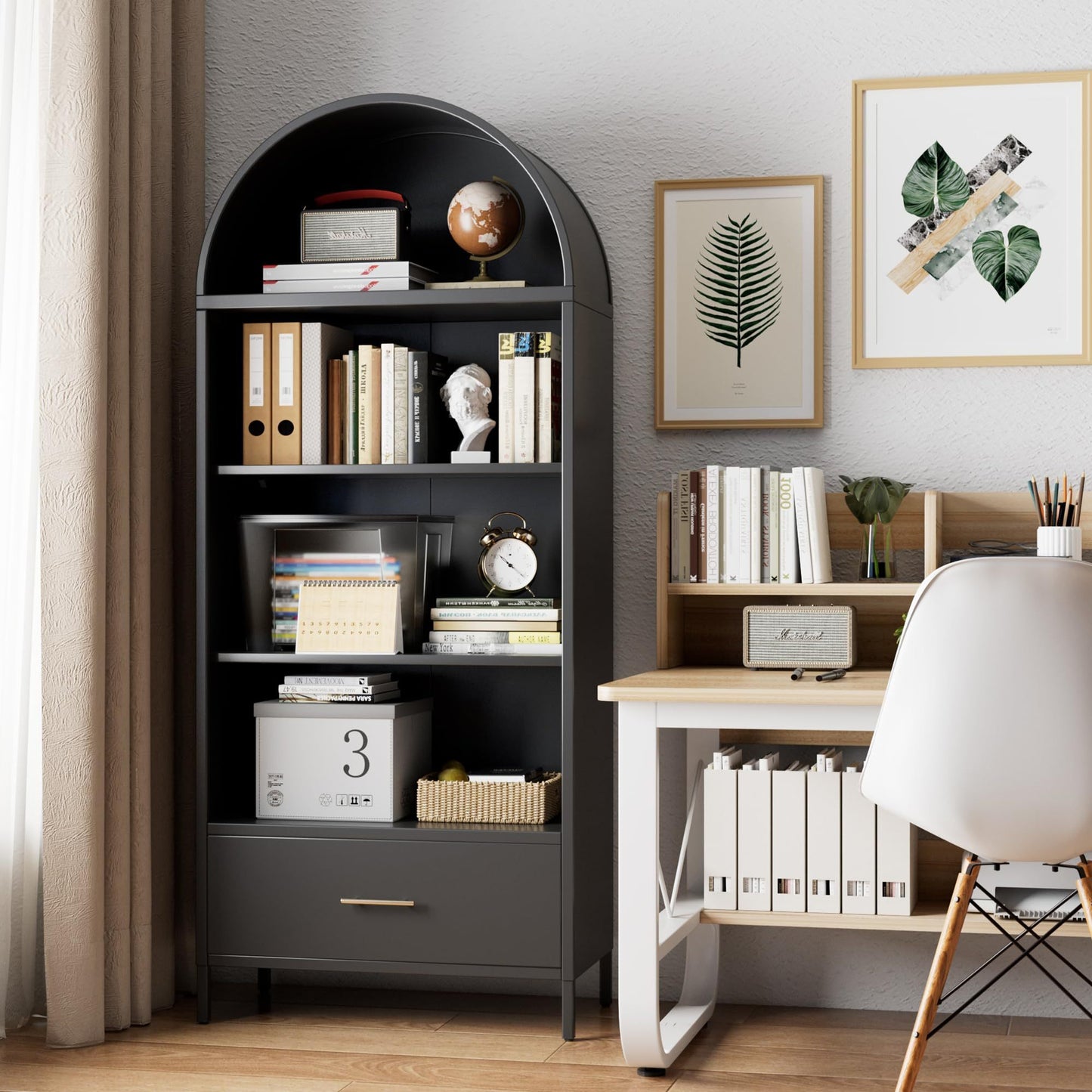 Ardenne Noir Arched Storage Cabinet with Single Drawer