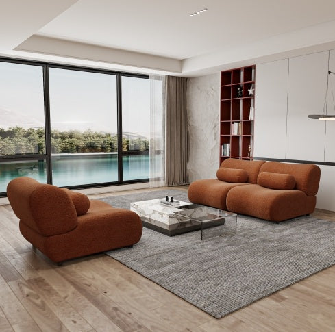 Solvato Chenille Modular Sofa – 3-Seat Sectional in Sunset Orange