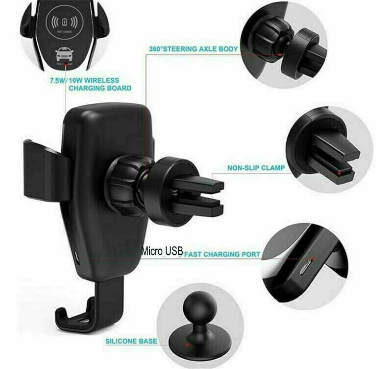 Wireless Fast Car Charger Mount Holder Stand Automatic Clamping Charging 10W QI