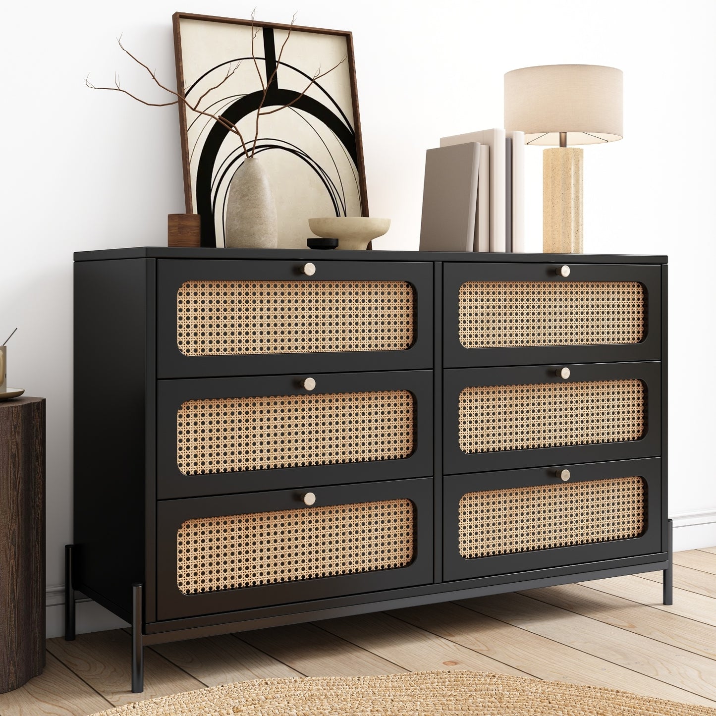 Harlow 4-Drawer Rattan Dresser