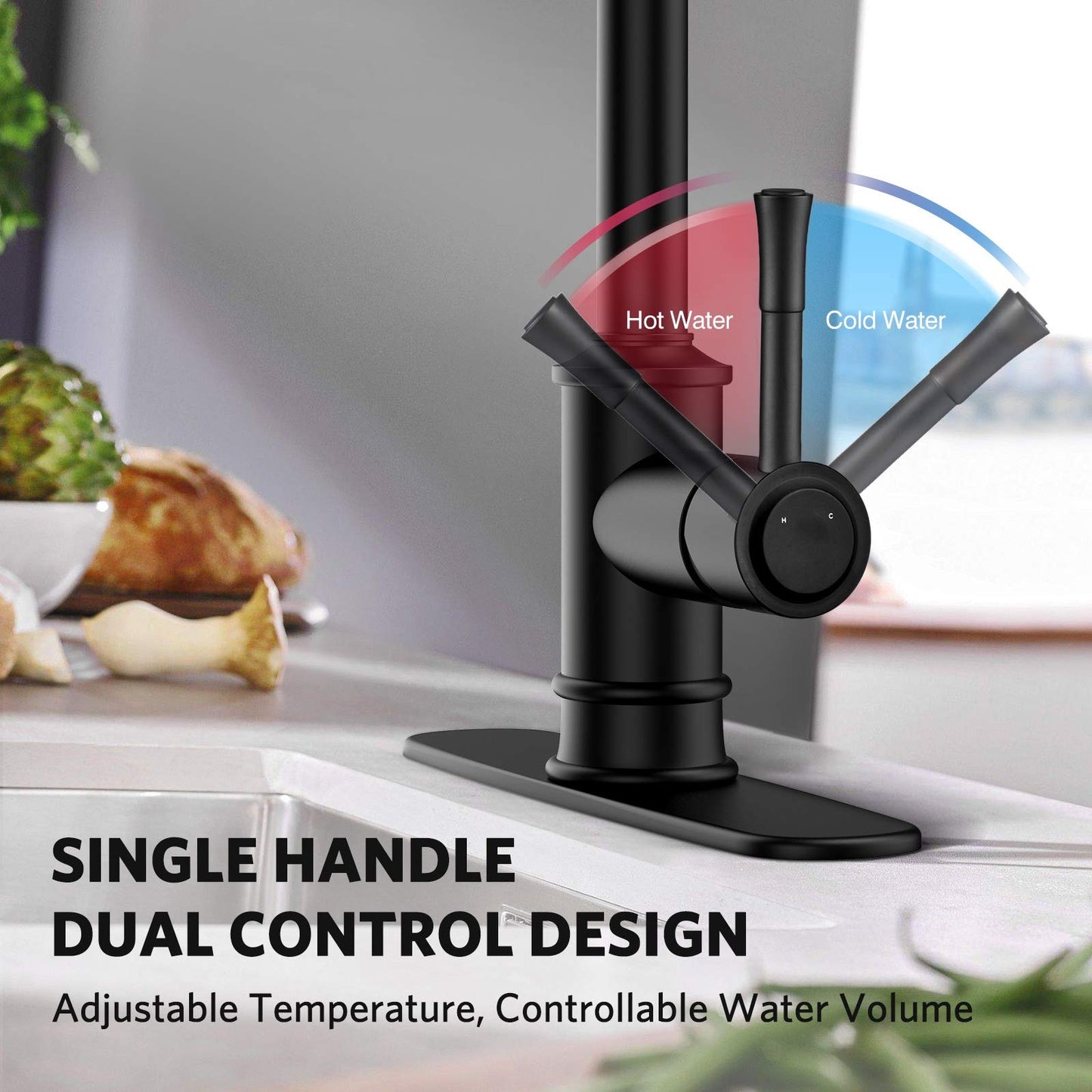 HavenFlow Matte Black Pull-Down Kitchen Faucet