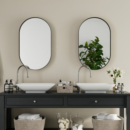 Bellamy Oval Recessed Mirror Cabinet – 20x34" Metal Frame