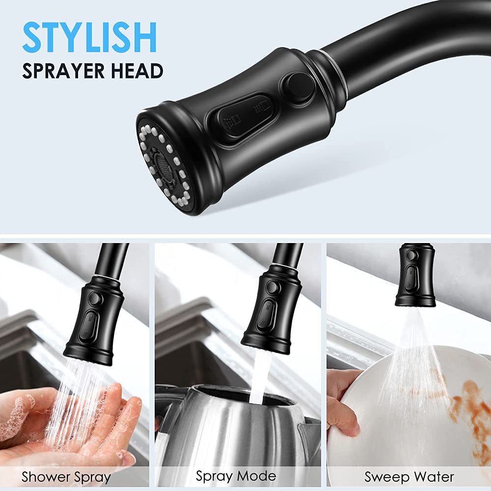 HavenFlow Matte Black Pull-Down Kitchen Faucet