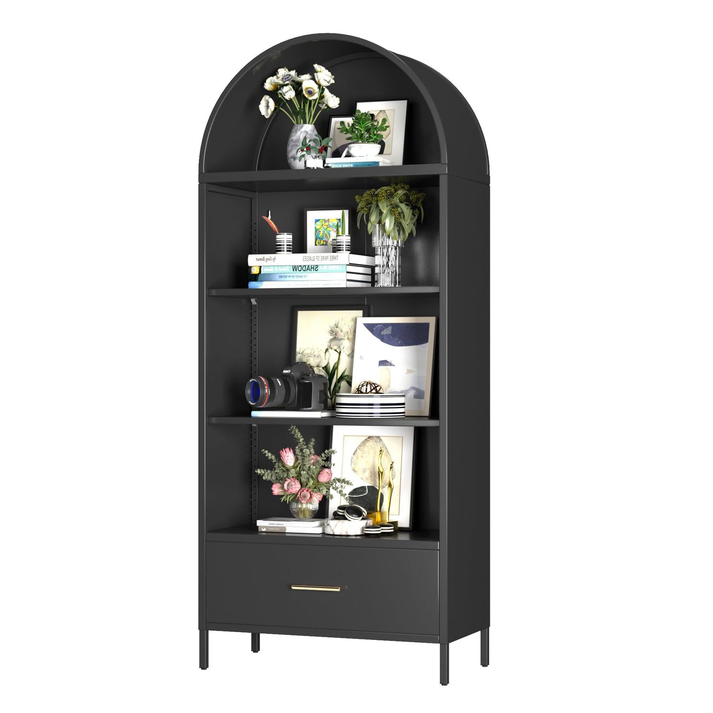 Ardenne Noir Arched Storage Cabinet with Single Drawer