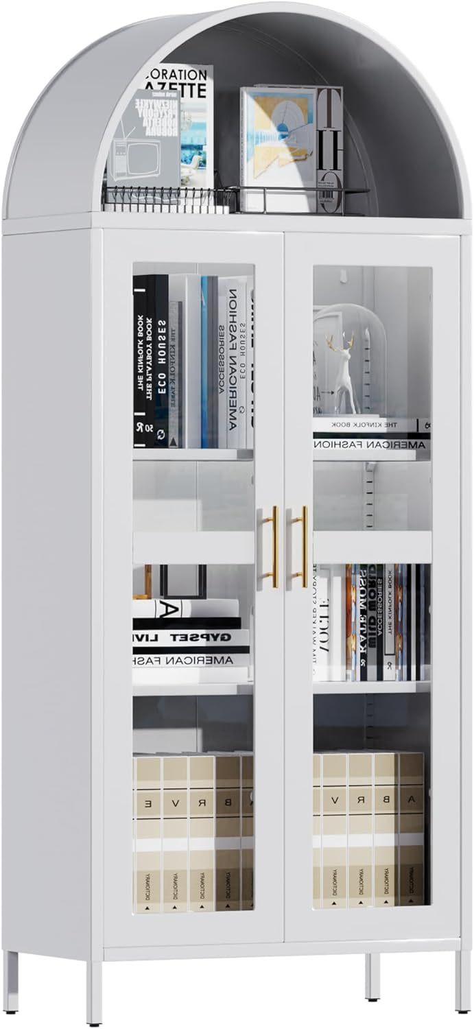 Ardenne Blanc Arched Glass Door Display Cabinet