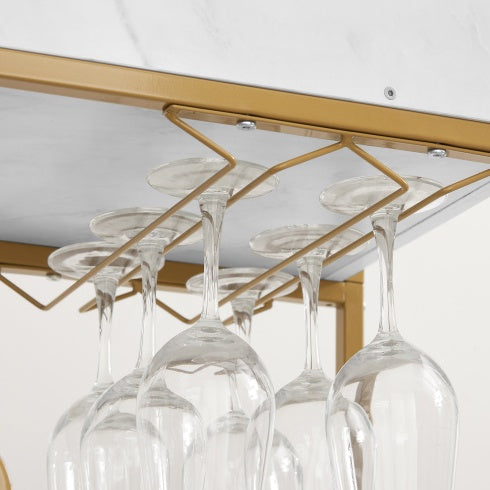 Aurelia 6-Tier Gold Bar Cart with Wine Rack & Glass Holder
