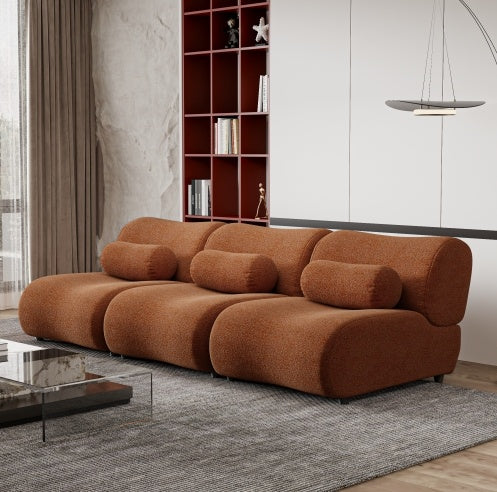 Solvato Chenille Modular Sofa – 3-Seat Sectional in Sunset Orange