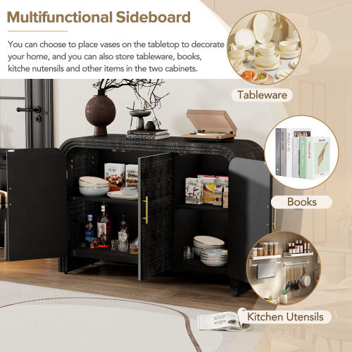 Ashford Curved Black Storage Sideboard
