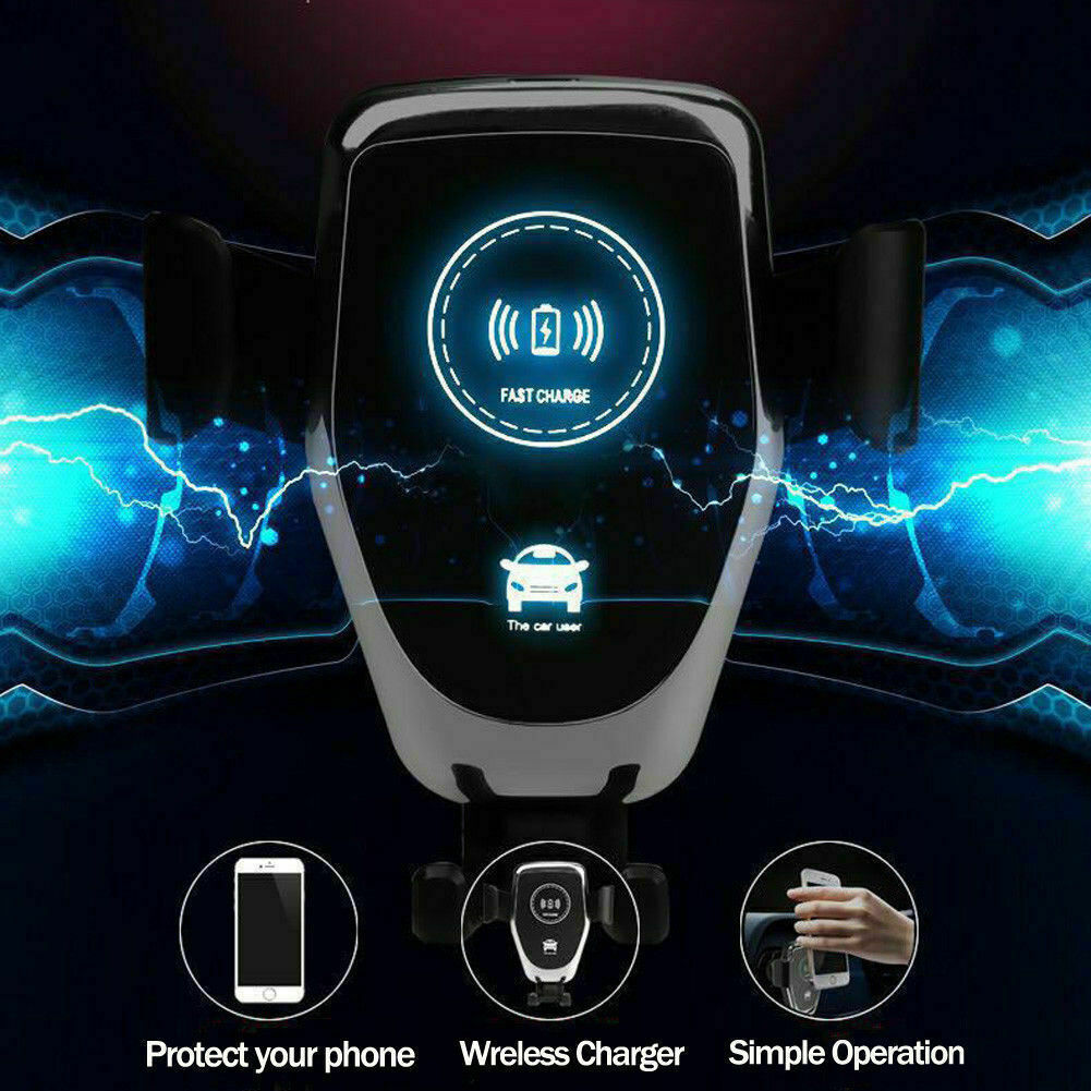Wireless Fast Car Charger Mount Holder Stand Automatic Clamping Charging 10W QI