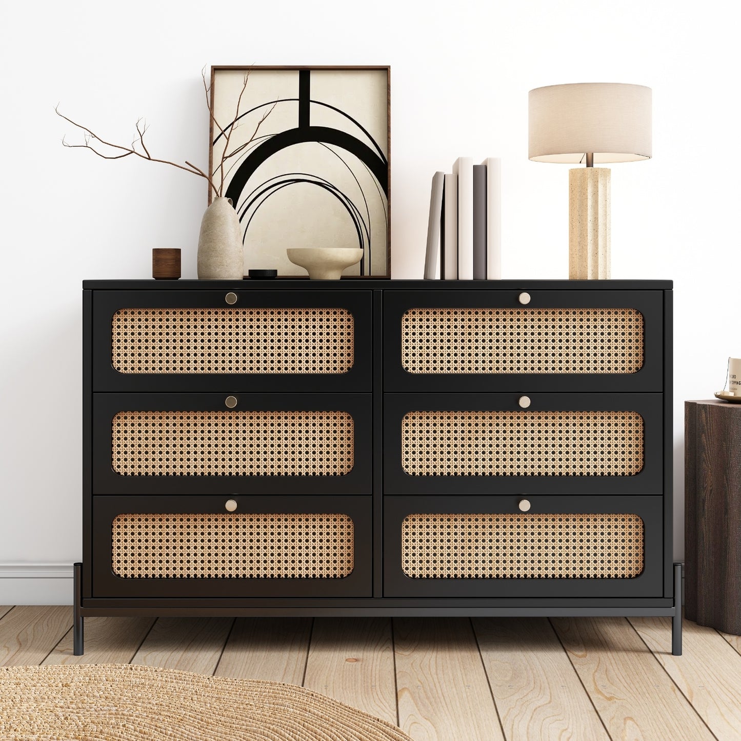 Harlow 4-Drawer Rattan Dresser
