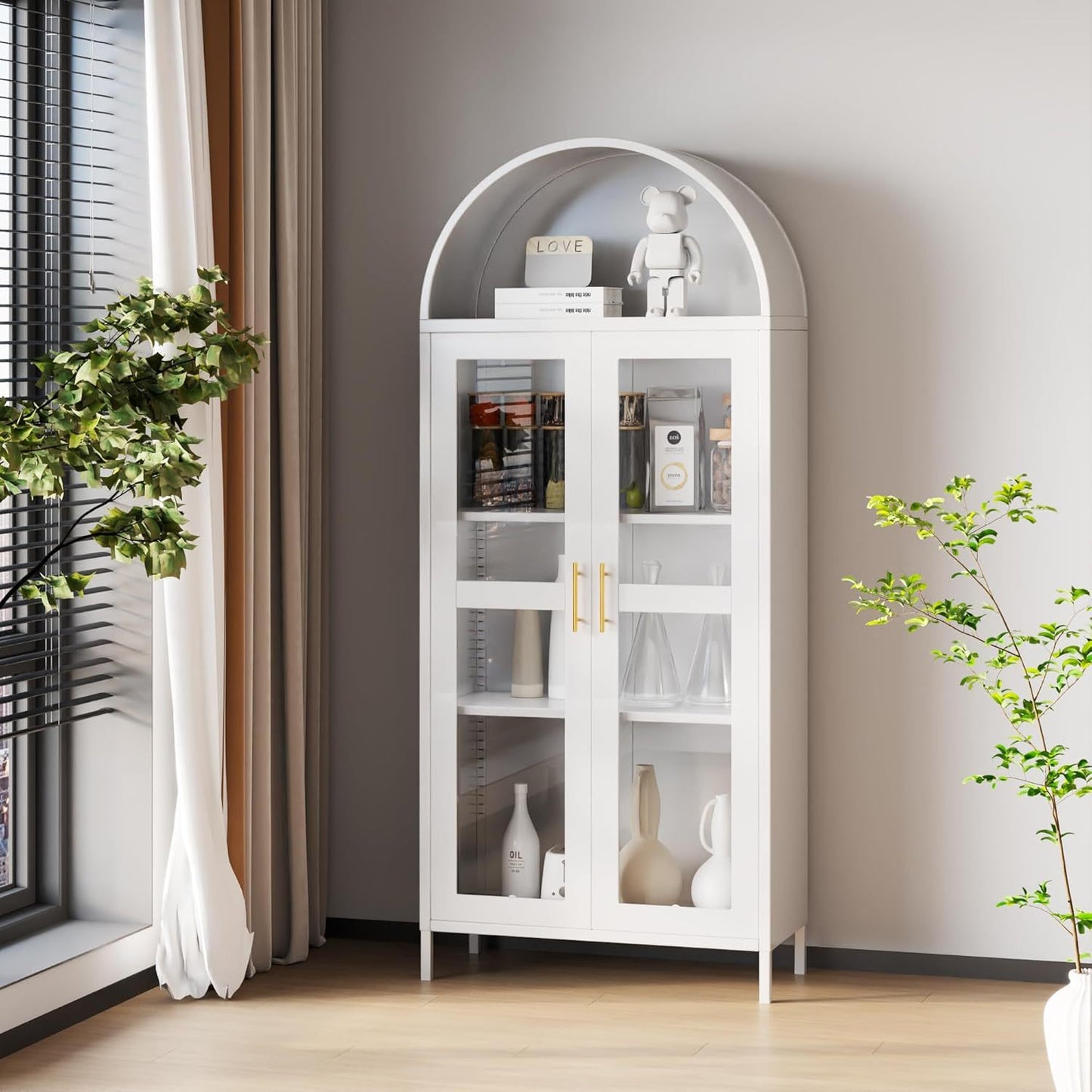 Ardenne Blanc Arched Glass Door Display Cabinet