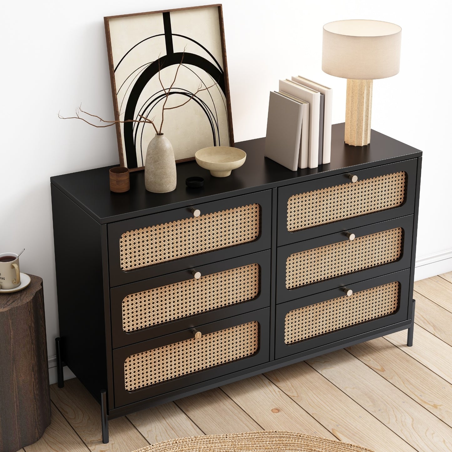 Harlow 4-Drawer Rattan Dresser