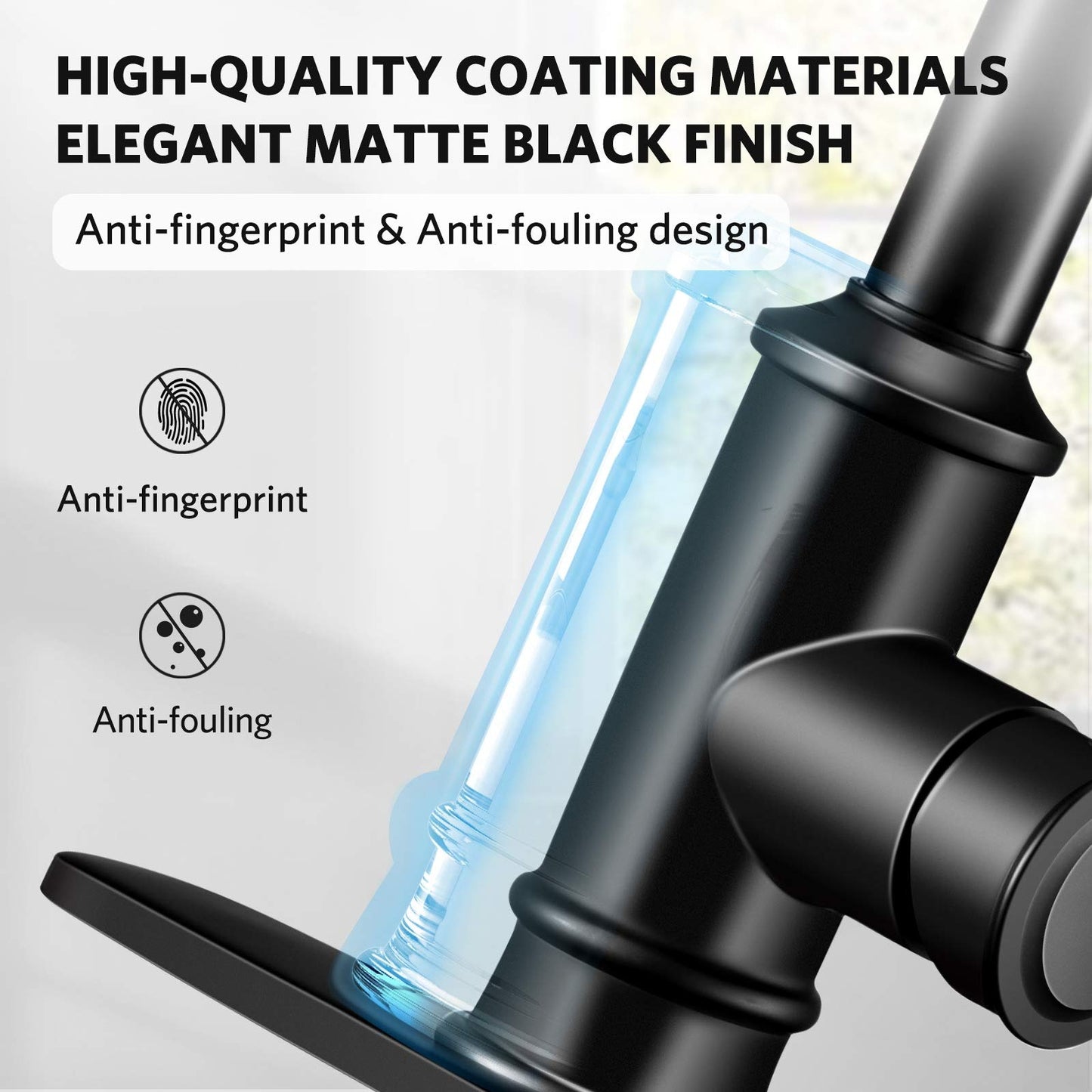 HavenFlow Matte Black Pull-Down Kitchen Faucet