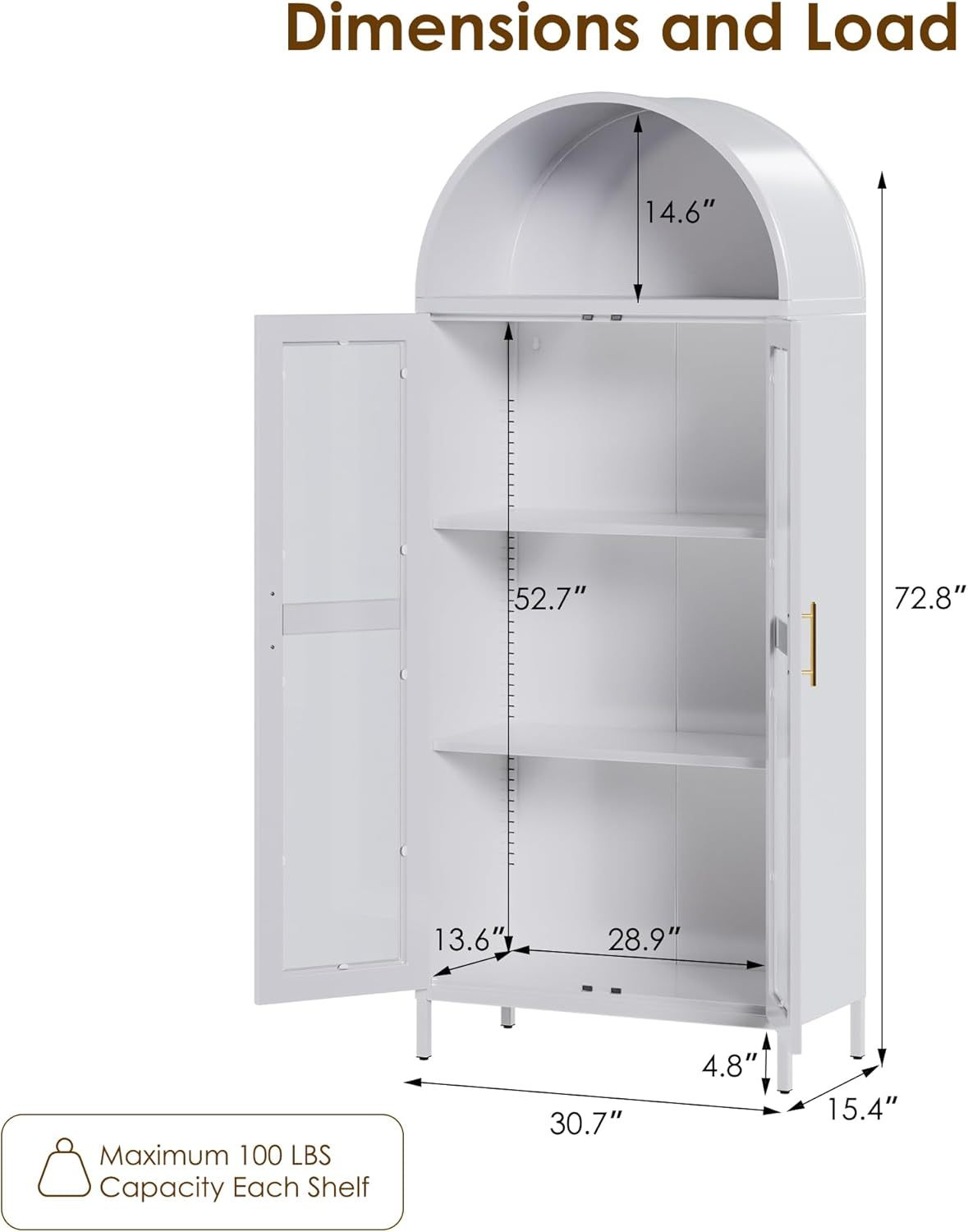 Ardenne Blanc Arched Glass Door Display Cabinet