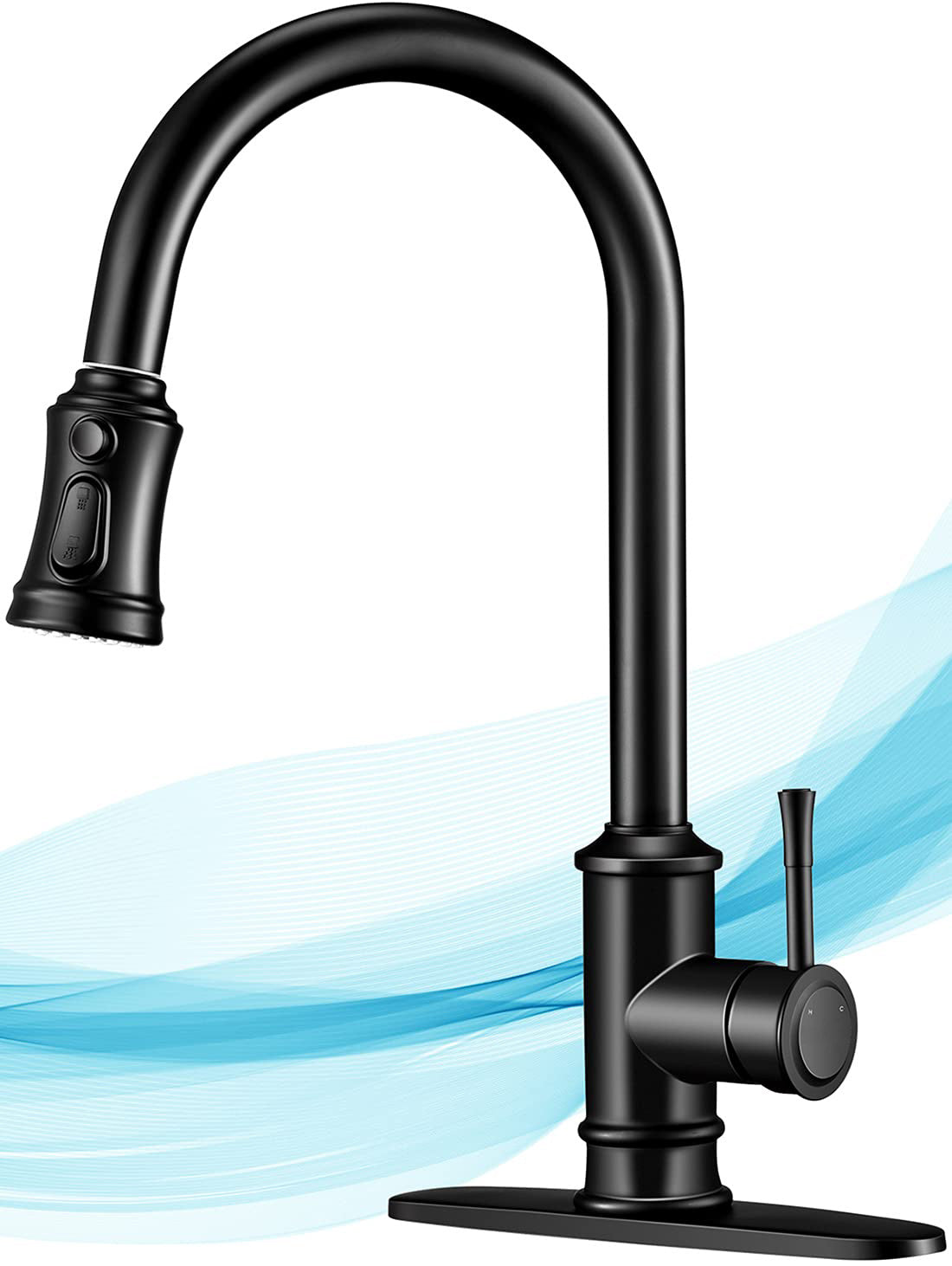 HavenFlow Matte Black Pull-Down Kitchen Faucet