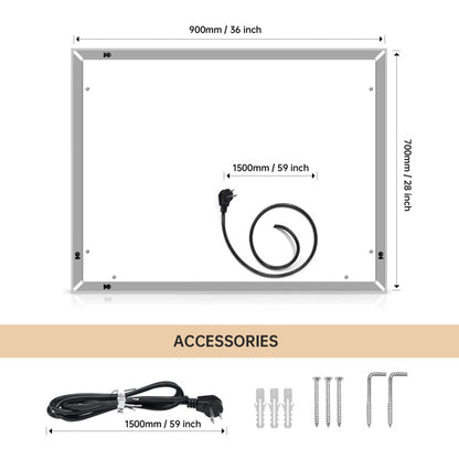 LUMIVO Touch-Control LED Bathroom Mirror – Anti-Fog, Dimmable, CCT Adjustable, Wall-Mounted