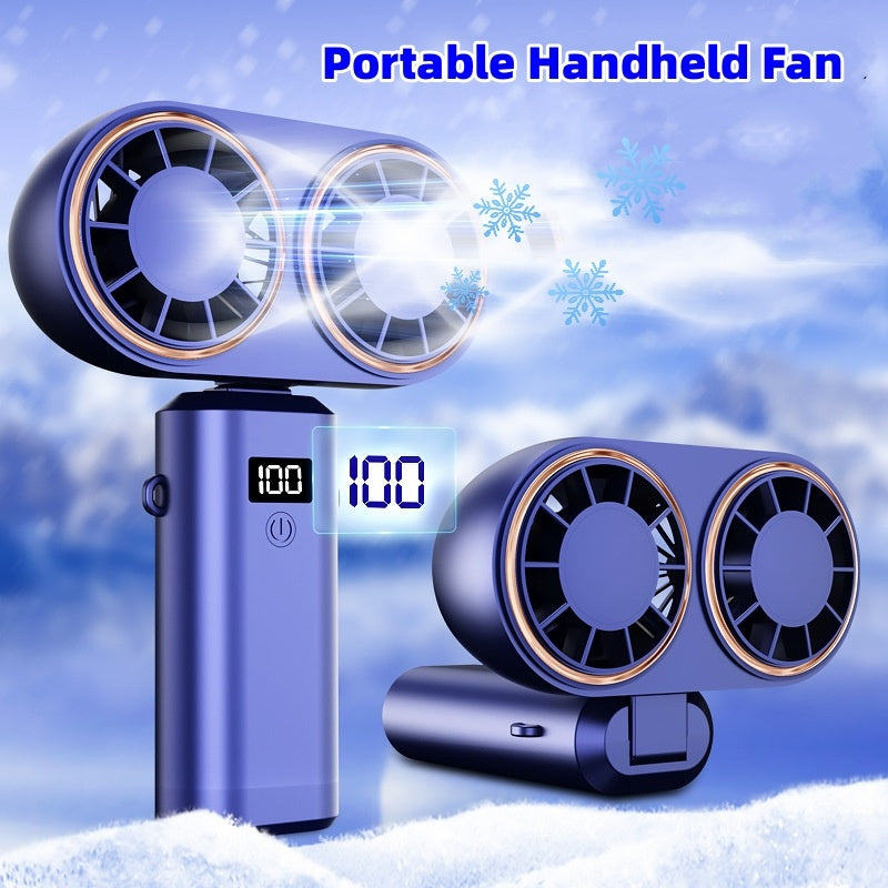 USB Portable Handheld Mini Fan ,Foldable, 5 Speed, USB Rechargeable, Display Screen