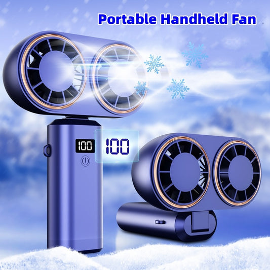 USB Portable Handheld Mini Fan ,Foldable, 5 Speed, USB Rechargeable, Display Screen