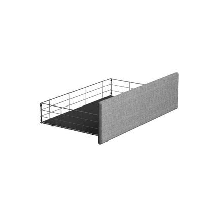 Lumora Full Size LED Bed Frame with Winged Headboard & 4 Storage Drawers – Light Grey Linen Upholstery