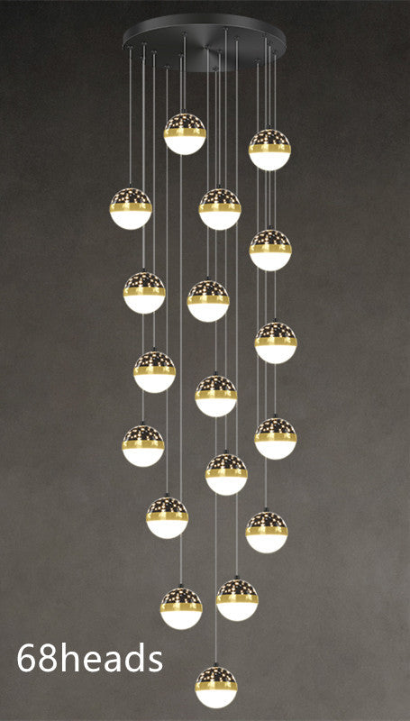 Skynova Nordic Staircase Chandelier – Tricolor LED Luxury for High Ceilings