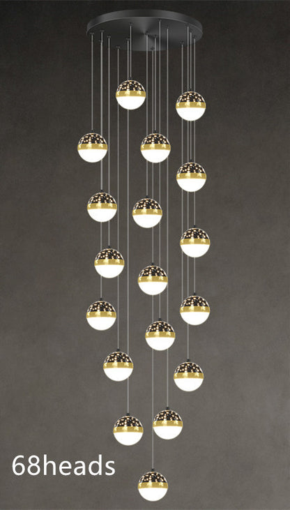 Skynova Nordic Staircase Chandelier – Tricolor LED Luxury for High Ceilings