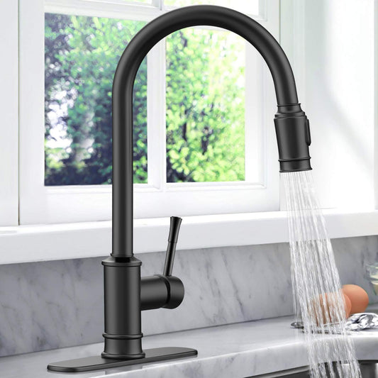 HavenFlow Matte Black Pull-Down Kitchen Faucet