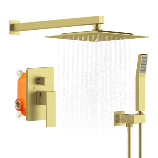 LuxeRain Brushed Gold Shower System Combo