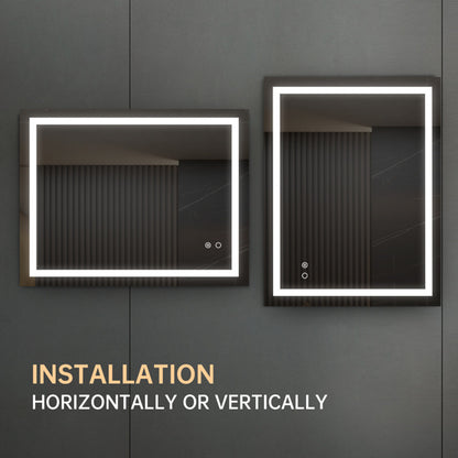 LUMIVO Touch-Control LED Bathroom Mirror – Anti-Fog, Dimmable, CCT Adjustable, Wall-Mounted