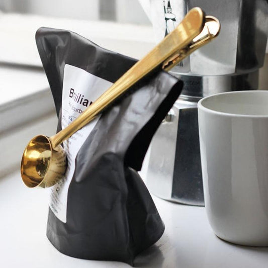 BrewClip Stainless Steel Coffee Scoop with Bag Clip | 2-in-1 Measuring Spoon &amp; Sealer