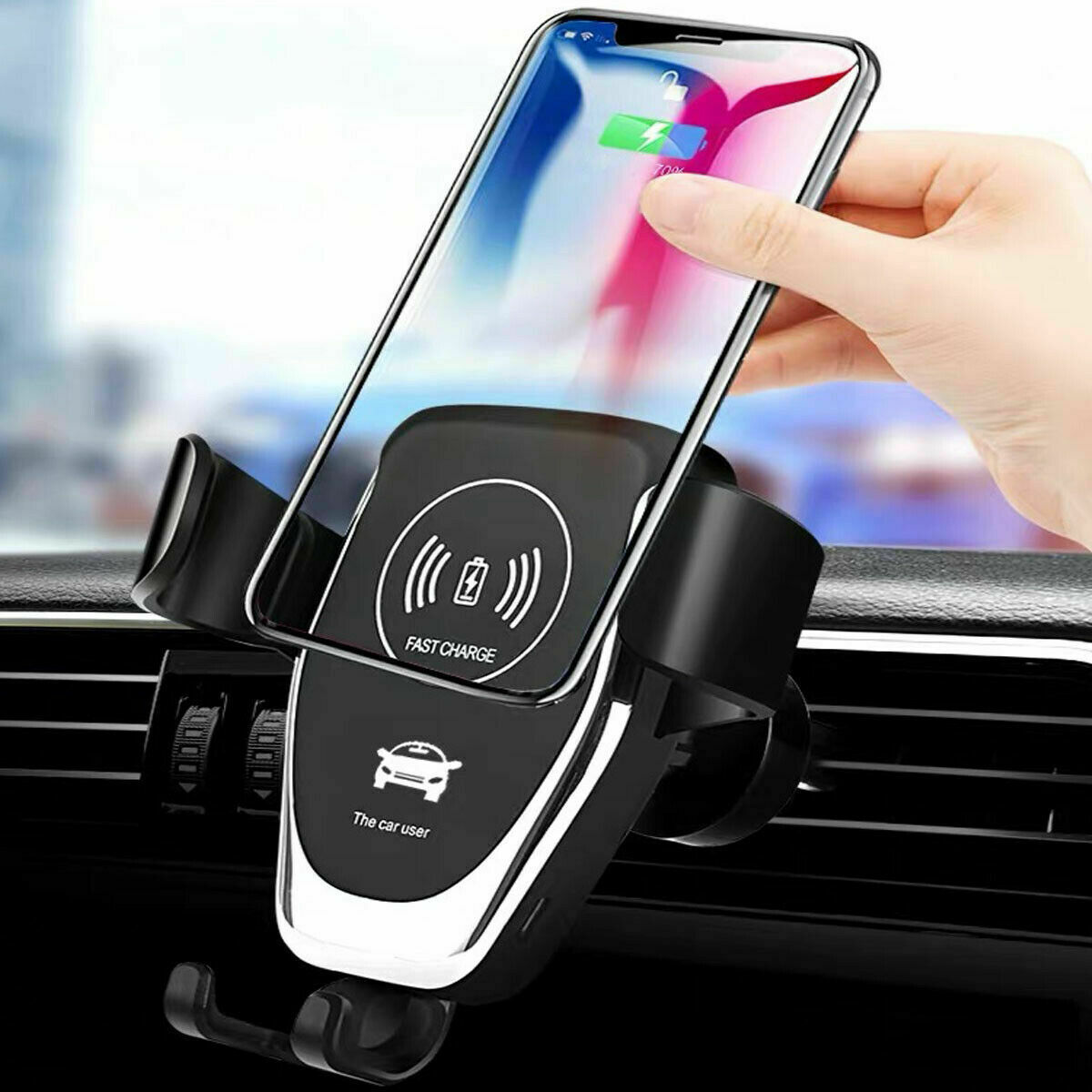 Wireless Fast Car Charger Mount Holder Stand Automatic Clamping Charging 10W QI