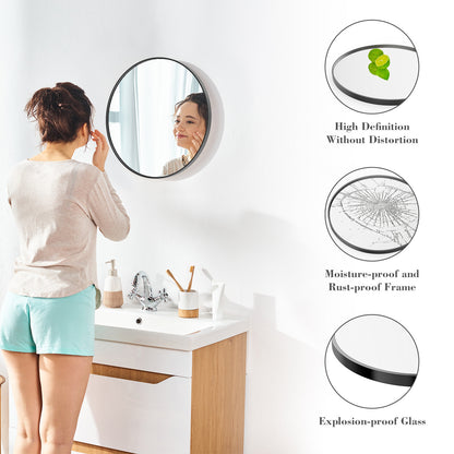 HaloView Round Wall Mirror – Modern Black & Gold Frame, 20"– 30" Sizes