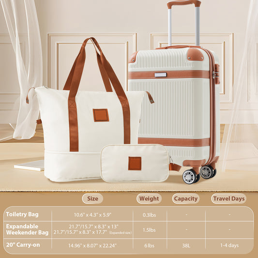 Arlo | 3-Piece Minimalist Luggage Set – White