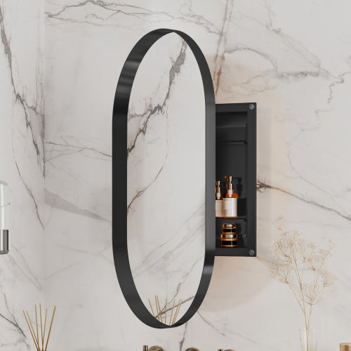 Bellamy Oval Recessed Mirror Cabinet – 20x34" Metal Frame