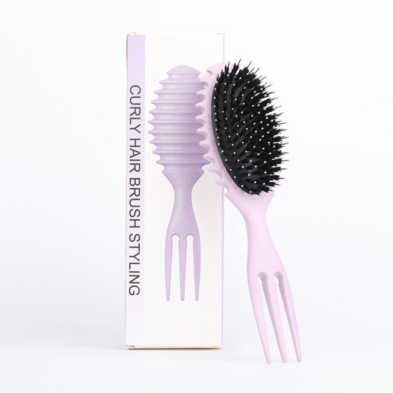 Curl Defining Bounce Hair Brush Boar Bristle Detangling Shaping Hairpick Hairbrushes