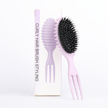 Curl Defining Bounce Hair Brush Boar Bristle Detangling Shaping Hairpick Hairbrushes